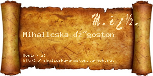 Mihalicska Ágoston névjegykártya